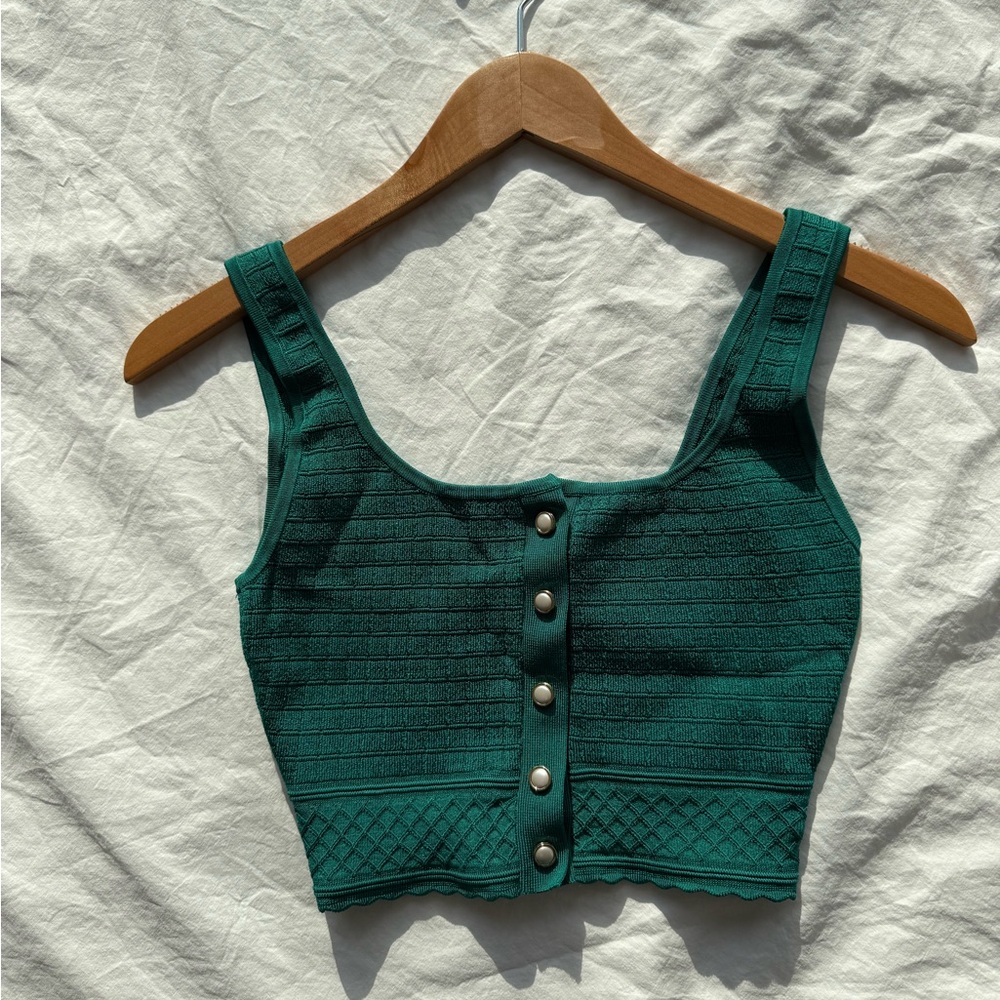Aritzia Babaton Emerald Green Button-Up Tank Top - Picture 5 of 8